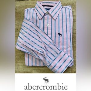 Abercrombie Boy’s Size XL‎ Pink/Blue Pinstripe Long Sleeve Pocket Oxford